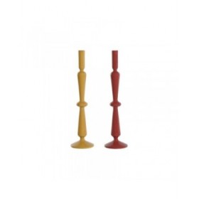 Candelabro Home ESPRIT Senape Terracotta Alluminio 10 x 10 x 41 cm (2 Unità)