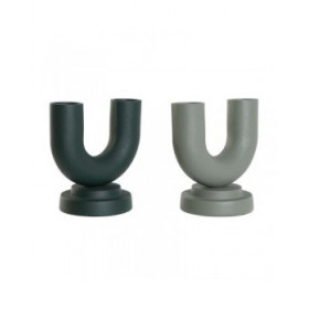 Vaso Home ESPRIT Verde Alluminio 18 x 13 x 19 cm (2 Unità)
