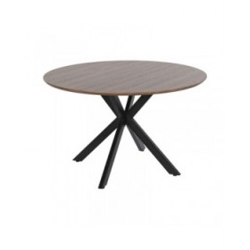Tavolo da Pranzo Home ESPRIT Marrone Nero Ferro Legno MDF 120 x 120 x 75 cm