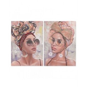 Quadro Home ESPRIT Coloniale Africana 70 x 3 x 100 cm (2 Unità)