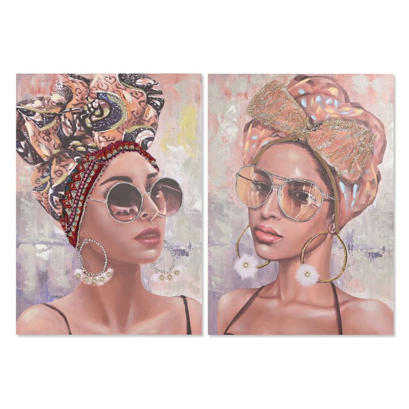 Quadro Home ESPRIT Coloniale Africana 70 x 3 x 100 cm (2 Unità)