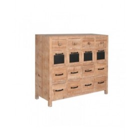 Cassettiera Home ESPRIT Nero Naturale Metallo Abete Cottage 110 x 40 x 92,5 cm