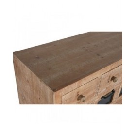 Cassettiera Home ESPRIT Nero Naturale Metallo Abete Cottage 110 x 40 x 92,5 cm