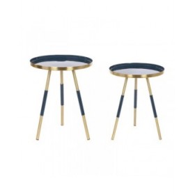 Set di 2 tavoli Home ESPRIT Azzurro Dorato 41 x 41 x 51 cm