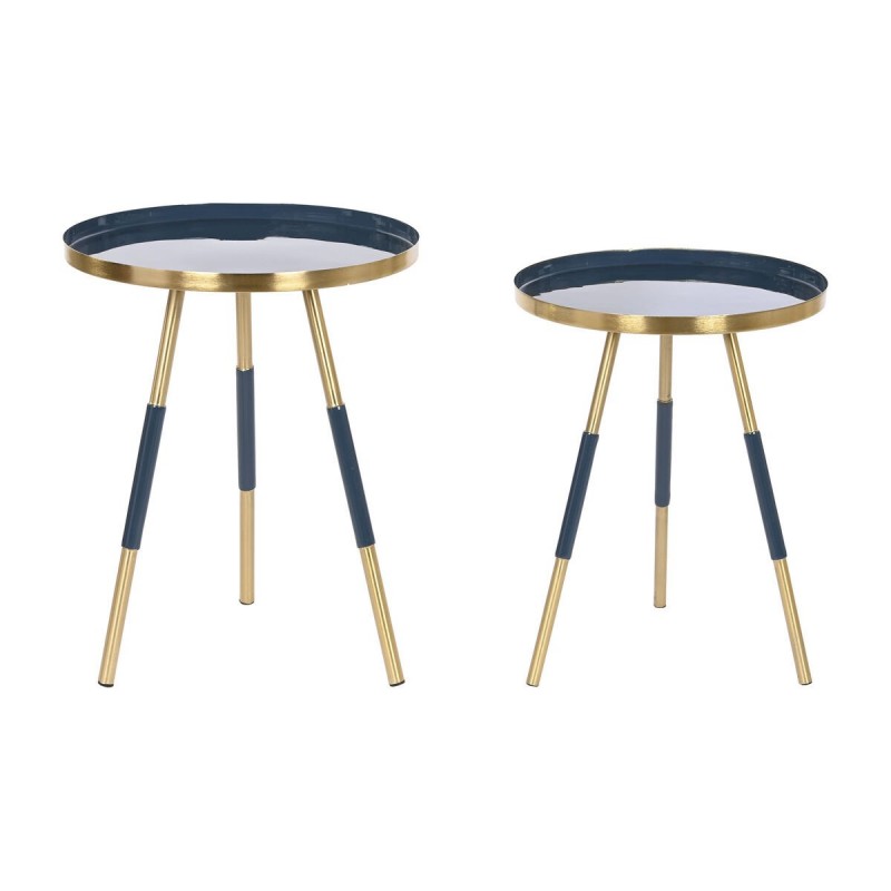 Set di 2 tavoli Home ESPRIT Azzurro Dorato 41 x 41 x 51 cm