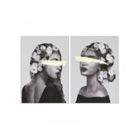 Quadro Home ESPRIT Donna Dorato Moderno 70 x 3,7 x 100 cm (2 Unità)