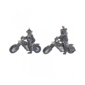 Statua Decorativa Home ESPRIT Grigio scuro Motociclista 24 x 15 x 29 cm (2 Unità)