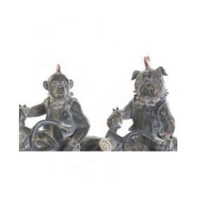 Statua Decorativa Home ESPRIT Grigio scuro Motociclista 24 x 15 x 29 cm (2 Unità)
