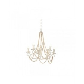 Lampadario Home ESPRIT Bianco Marrone Chiaro Legno Metallo 25 W 60 x 53 x 55 cm