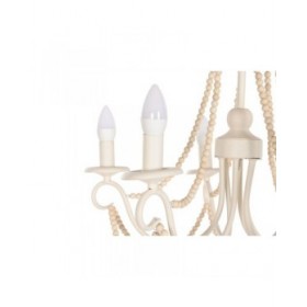 Lampadario Home ESPRIT Bianco Marrone Chiaro Legno Metallo 25 W 60 x 53 x 55 cm