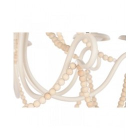 Lampadario Home ESPRIT Bianco Marrone Chiaro Legno Metallo 25 W 60 x 53 x 55 cm