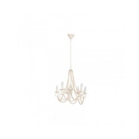 Lampadario Home ESPRIT Bianco Marrone Chiaro Legno Metallo 25 W 60 x 53 x 55 cm