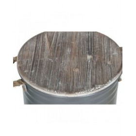 Bidone decorativo Home ESPRIT Giallo Verde Grigio Marrone scuro Metallo Legno di paulownia Vintage 38 x 38 x 48 cm (3 Unità)