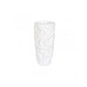 Vaso Home ESPRIT Bianco Fibra di Vetro Onde 35 x 35 x 71 cm