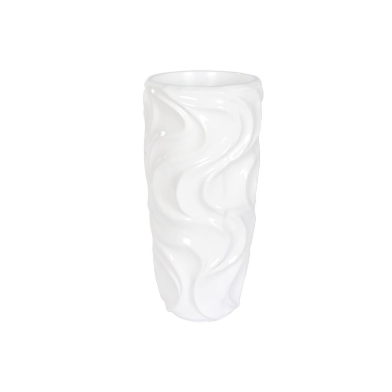 Vaso Home ESPRIT Bianco Fibra di Vetro Onde 35 x 35 x 71 cm