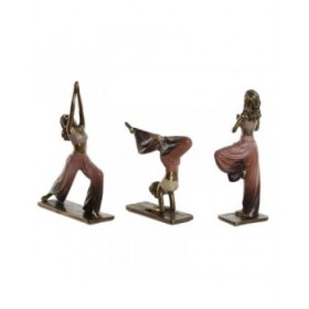 Statua Decorativa Home ESPRIT Rosa Dorato Yoga Scandi 19 x 6 x 26 cm (3 Unità)