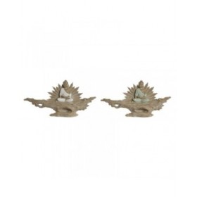 Statua Decorativa Home ESPRIT Bianco Verde Buddha Orientale 30 x 6 x 15 cm (2 Unità)