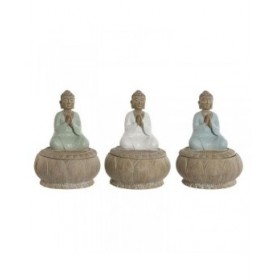 Statua Decorativa Home ESPRIT Bianco Verde Turchese Orientale 11 x 11 x 15 cm (3 Unità)