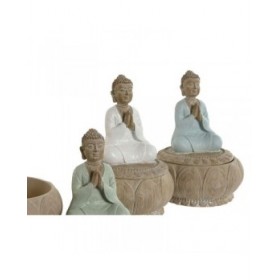Statua Decorativa Home ESPRIT Bianco Verde Turchese Orientale 11 x 11 x 15 cm (3 Unità)