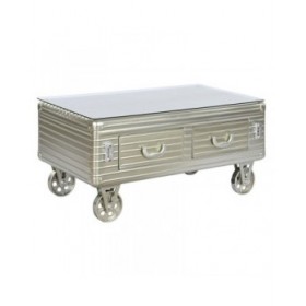 Tavolino da Caffè Home ESPRIT Metallo Cristallo 100 x 52 x 46 cm