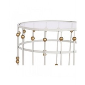 Set di 2 tavoli Home ESPRIT Bianco Dorato 42 x 42 x 55 cm