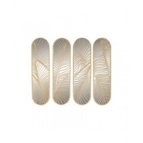 Decorazione da Parete Home ESPRIT Dorato Foglia della pianta 72 x 1,5 x 68 cm