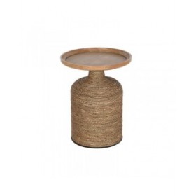 Tavolo aggiuntivo Home ESPRIT Marrone Chiaro Corda Abete 44 x 44 x 56 cm