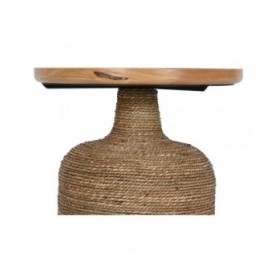 Tavolo aggiuntivo Home ESPRIT Marrone Chiaro Corda Abete 44 x 44 x 56 cm