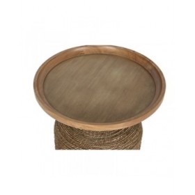 Tavolo aggiuntivo Home ESPRIT Marrone Chiaro Corda Abete 44 x 44 x 56 cm