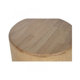 Tavolino Aggiuntivo Home ESPRIT Naturale Corda Abete 70 x 70 x 42 cm