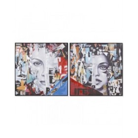Quadro Home ESPRIT Astratto Moderno 100 x 3,5 x 100 cm (2 Unità)