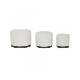 Poggiapiedi DKD Home Decor Bianco Nero Poliestere Legno MDF Scandi 60 x 60 x 45 cm (3 Unità)