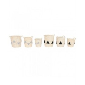 Set di Cesti Home ESPRIT Nero Grigio Naturale Erba di mare Boho 33 x 33 x 40 cm (2 Unità)