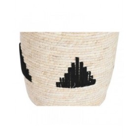 Set di Cesti Home ESPRIT Nero Grigio Naturale Erba di mare Boho 33 x 33 x 40 cm (2 Unità)