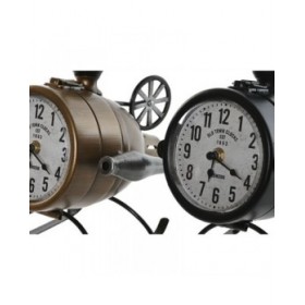 Orologio da Tavolo Home ESPRIT Nero Dorato PVC Metallo Loft 18 x 23 x 24 cm (2 Unità)