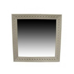 Specchio da parete Home ESPRIT Bianco Naturale Legno di mango Romantico 92 x 6 x 92 cm