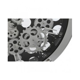 Orologio da Parete Home ESPRIT Nero Argentato Metallo Cristallo Ingranaggi 52 x 8,5 x 52 cm