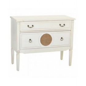 Cassettiera Alexandra House Living Bianco Rattan Legno di abete Legno MDF 72 x 38 x 88 cm