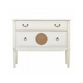 Cassettiera Alexandra House Living Bianco Rattan Legno di abete Legno MDF 72 x 38 x 88 cm
