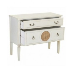 Cassettiera Alexandra House Living Bianco Rattan Legno di abete Legno MDF 72 x 38 x 88 cm