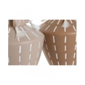 Vaso Home ESPRIT Marrone Marrone Chiaro Ceramica Coloniale Frange 15,5 x 15,5 x 17,1 cm (2 Unità)