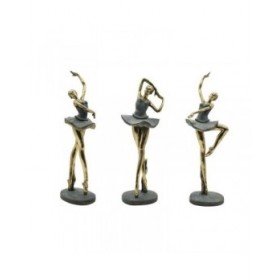 Statua Decorativa Home ESPRIT Grigio Dorato Ballerina Classica 15 x 10 x 43 cm (3 Unità)