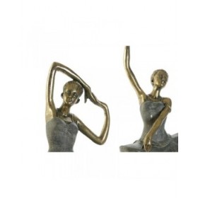 Statua Decorativa Home ESPRIT Grigio Dorato Ballerina Classica 15 x 10 x 43 cm (3 Unità)