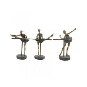 Statua Decorativa Home ESPRIT Grigio Dorato Ballerina Classica 14 x 8 x 20 cm (3 Unità)