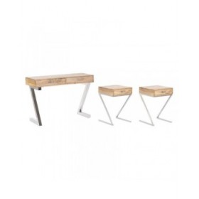 Ingresso con Cassetti Home ESPRIT Marrone Argentato Marrone Chiaro 110 x 40 x 76 cm 110 x 41,5 x 76 cm (3 Pezzi)
