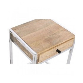 Set di 2 tavoli Home ESPRIT Marrone Argentato Naturale Acciaio Legno di mango 45,5 x 41 x 66,5 cm