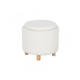 Panca Home ESPRIT Bianco Poliestere Legno d'albero della gomma Legno MDF 48 x 48 x 43 cm