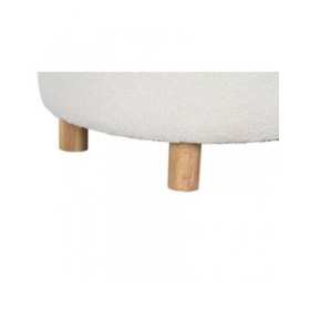 Panca Home ESPRIT Bianco Poliestere Legno d'albero della gomma Legno MDF 48 x 48 x 43 cm