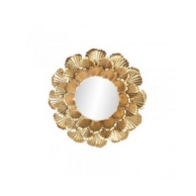 Specchio da parete Home ESPRIT Dorato Foglia della pianta 76,5 x 8 x 76,5 cm