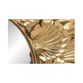 Specchio da parete Home ESPRIT Dorato Foglia della pianta 76,5 x 8 x 76,5 cm